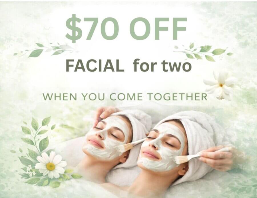 women enjoying facial treatment together in Fullerton spa for glowing skin and relaxation