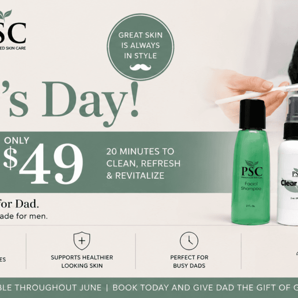 Treat Dad to a quick skin reset with our Father’s Day Express Facial Gift Certificate. This 20-minute facial is designed to deeply cleanse, refresh, and revitalize the skin while fitting easily into a busy schedule. Perfect for first-time facial clients or dads looking for a simple, results-driven treatment without downtime. As part of this Father’s Day Special, every gift certificate also includes complimentary travel-size Facial Shampoo and Clear Mist Toner gifts to support healthy-looking skin at home. Available throughout the month of June at Personalized Skin Care in Fullerton.