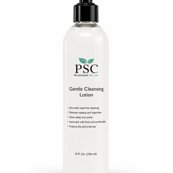 Gentle Cleansing Lotion by Personalized Skin Care, a lightweight lotion cleanser that gently removes makeup, dirt, and impurities while protecting the skin's natural moisture barrier.