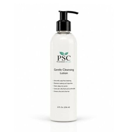 Gentle Cleansing Lotion by Personalized Skin Care, a lightweight lotion cleanser that gently removes makeup, dirt, and impurities while protecting the skin's natural moisture barrier.