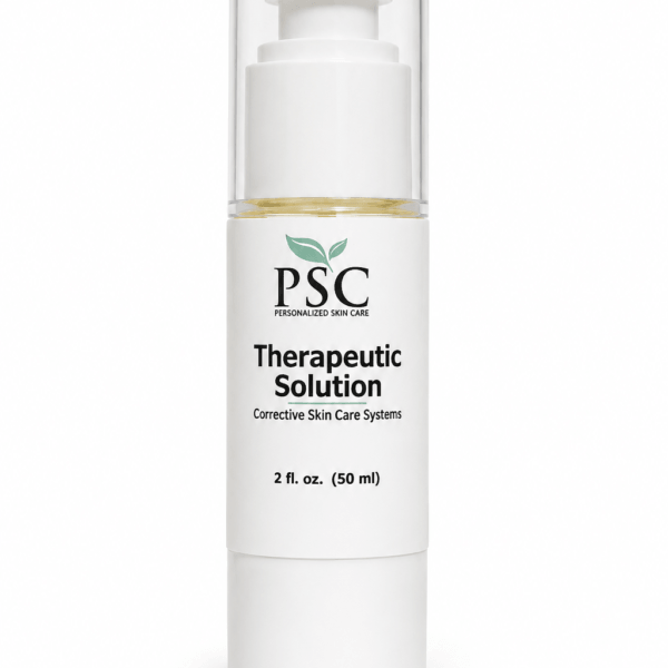 PSC Therapeutic Solution sulfur acne treatment for inflamed blemishes, excess oil, and spot treatment on acne-prone skin.