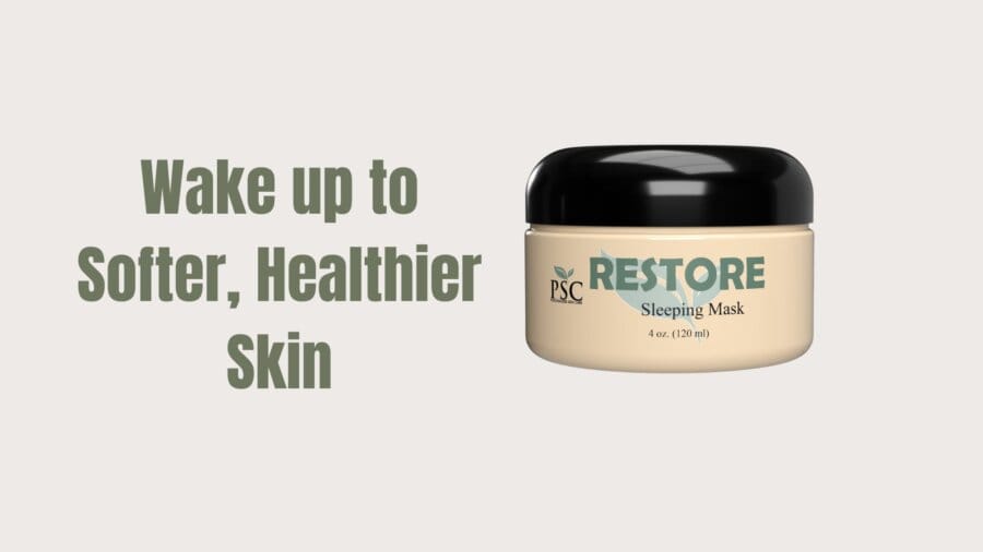 PSC RESTORE Sleeping Mask moisturizing cream in a 4 oz jar for overnight hydration, skin barrier repair, and healthy glowing skin.