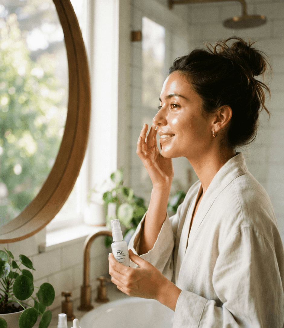 Woman experiencing a busy school-year schedule while following a simple skincare routine for stressed, tired-looking skin.