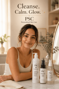 Teacher in a classroom following a simple skincare routine for healthy hydrated skin during the school year.